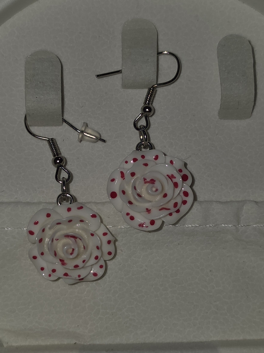 Splattered Bloody Rose Dangle Earrings BNIB